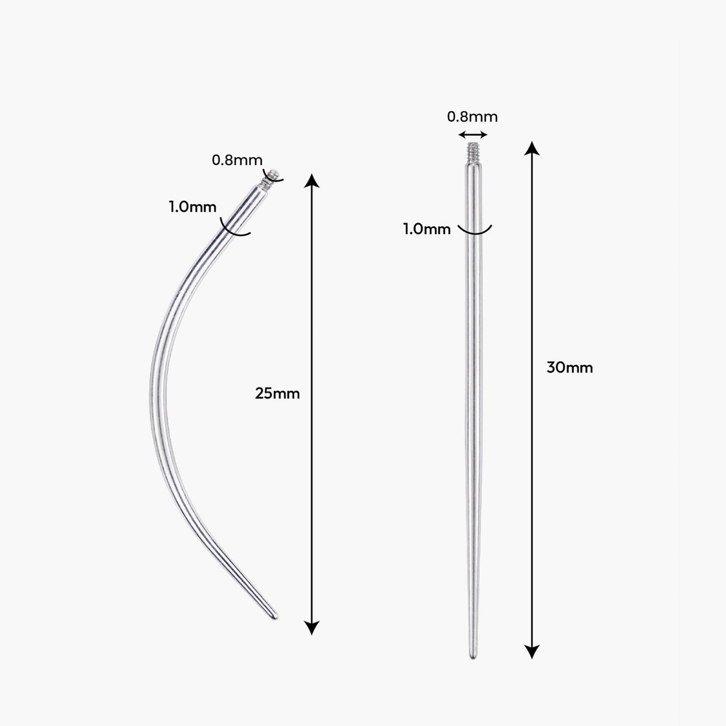 Gold-plated 925 sterling silver Titanium Insertion Tool Set 18G (1.0mm Post) | 0.8mm Thread