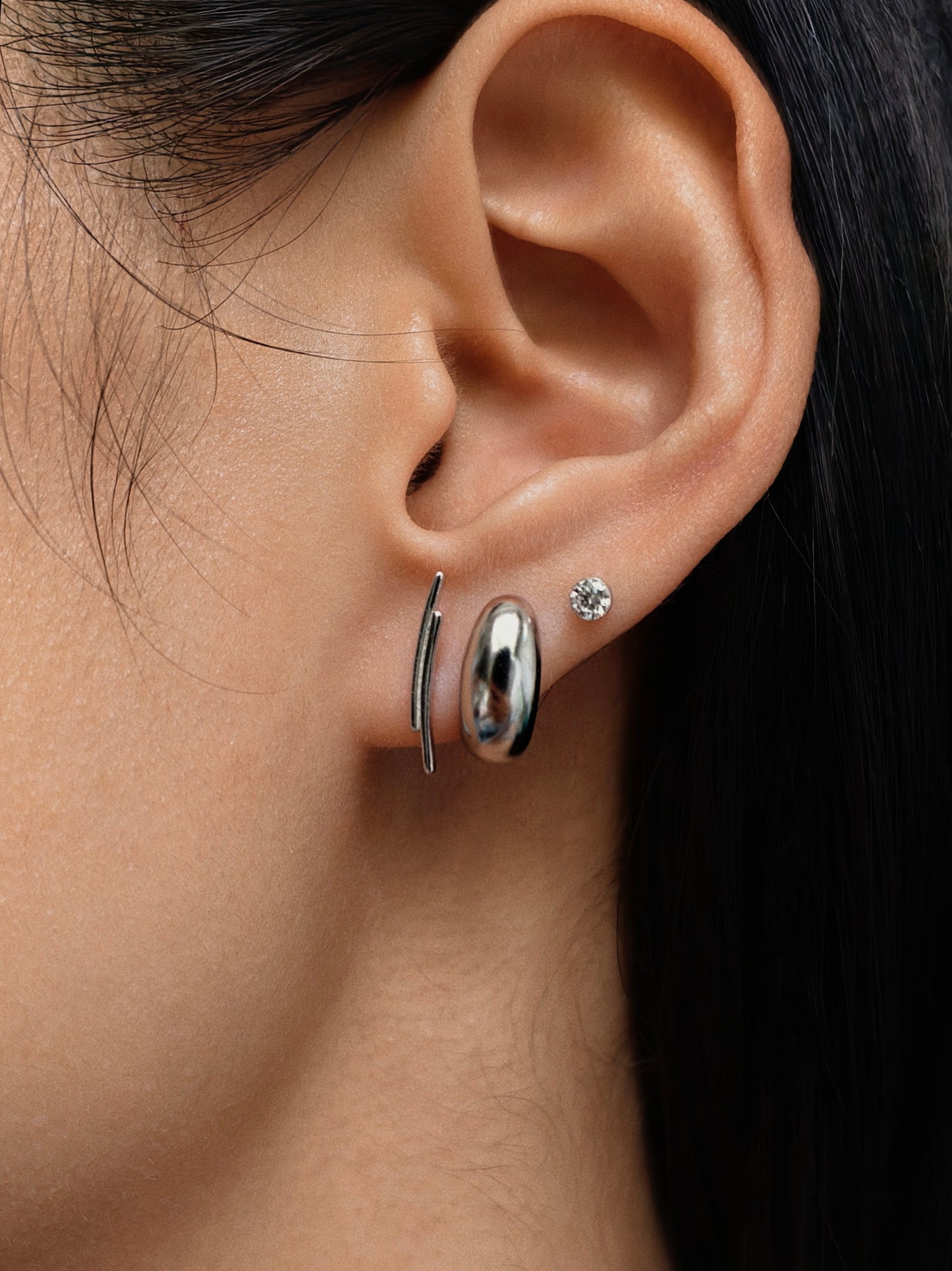 Gold-plated 925 sterling silver Floating Moissanite Flatback Earring