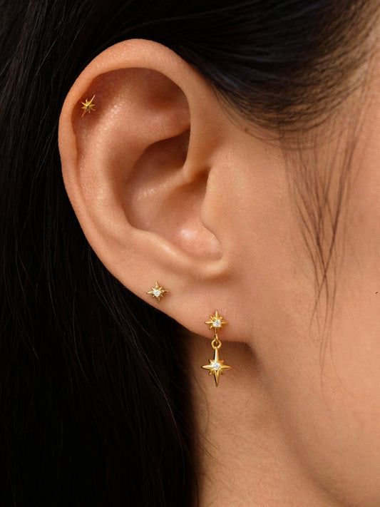 Gold-plated 925 sterling silver Meridian Light Flatback Earring