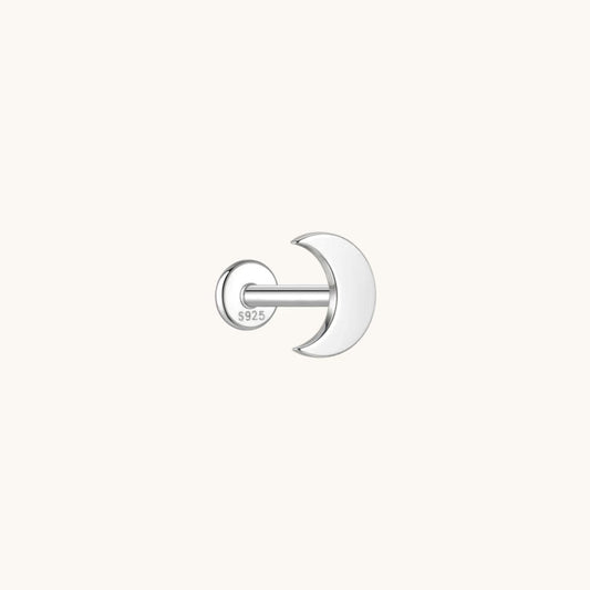 Gold-plated 925 sterling silver Moon Flatback Earring Silver
