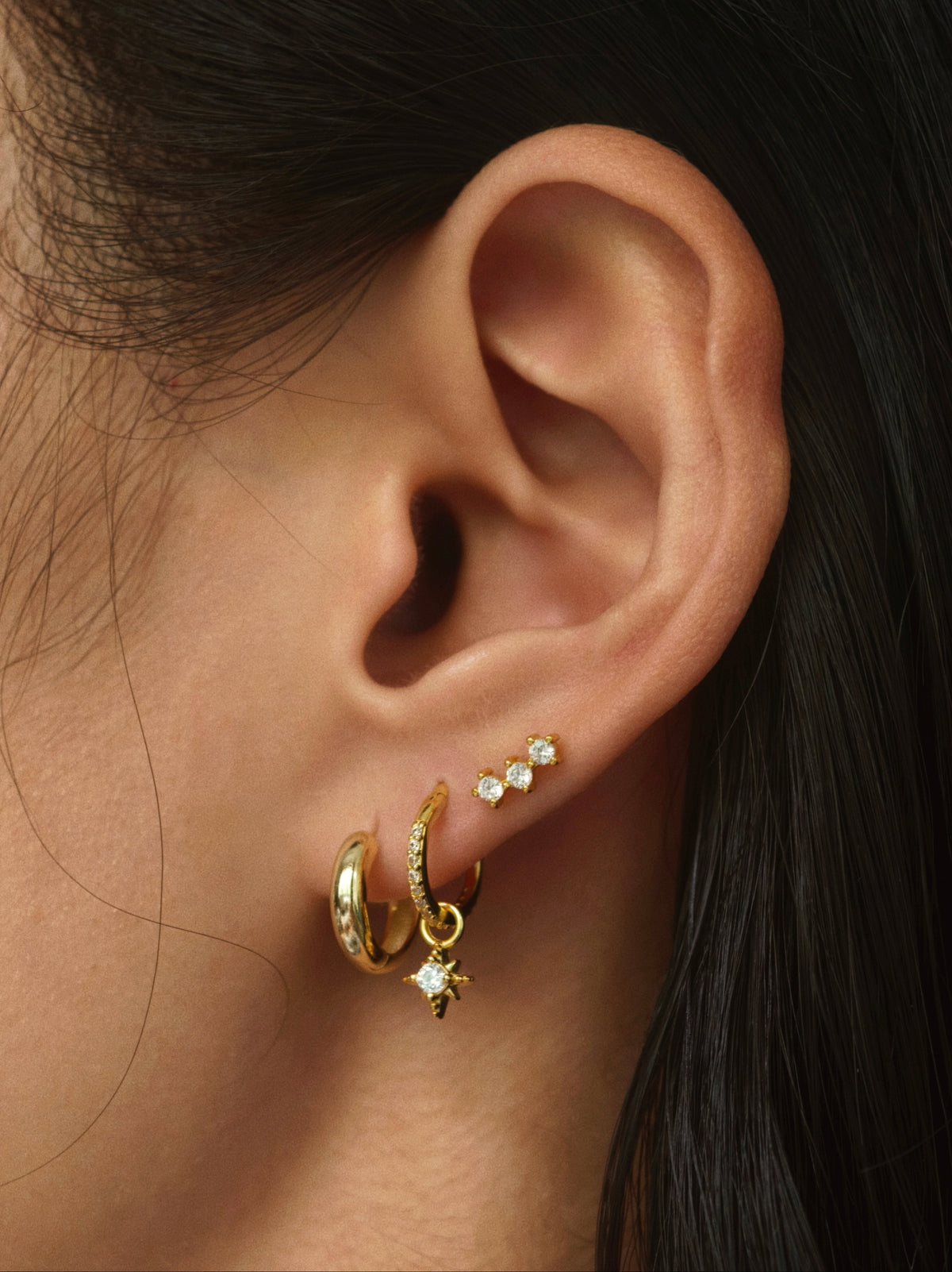 Gold-plated 925 sterling silver Aurora Climb Flatback Earring