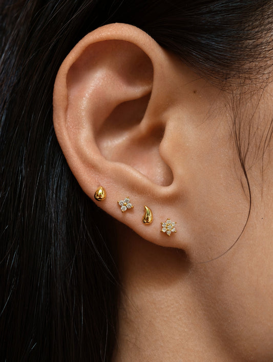 Gold-plated 925 sterling silver Daisy Cluster Flatback Earring