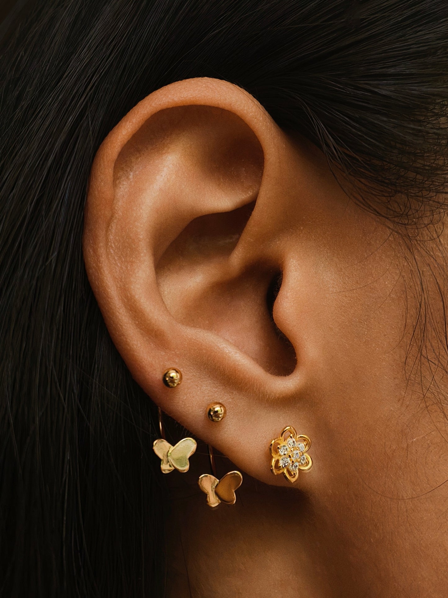 Gold-plated 925 sterling silver Narcissus Bloom Flatback Earring