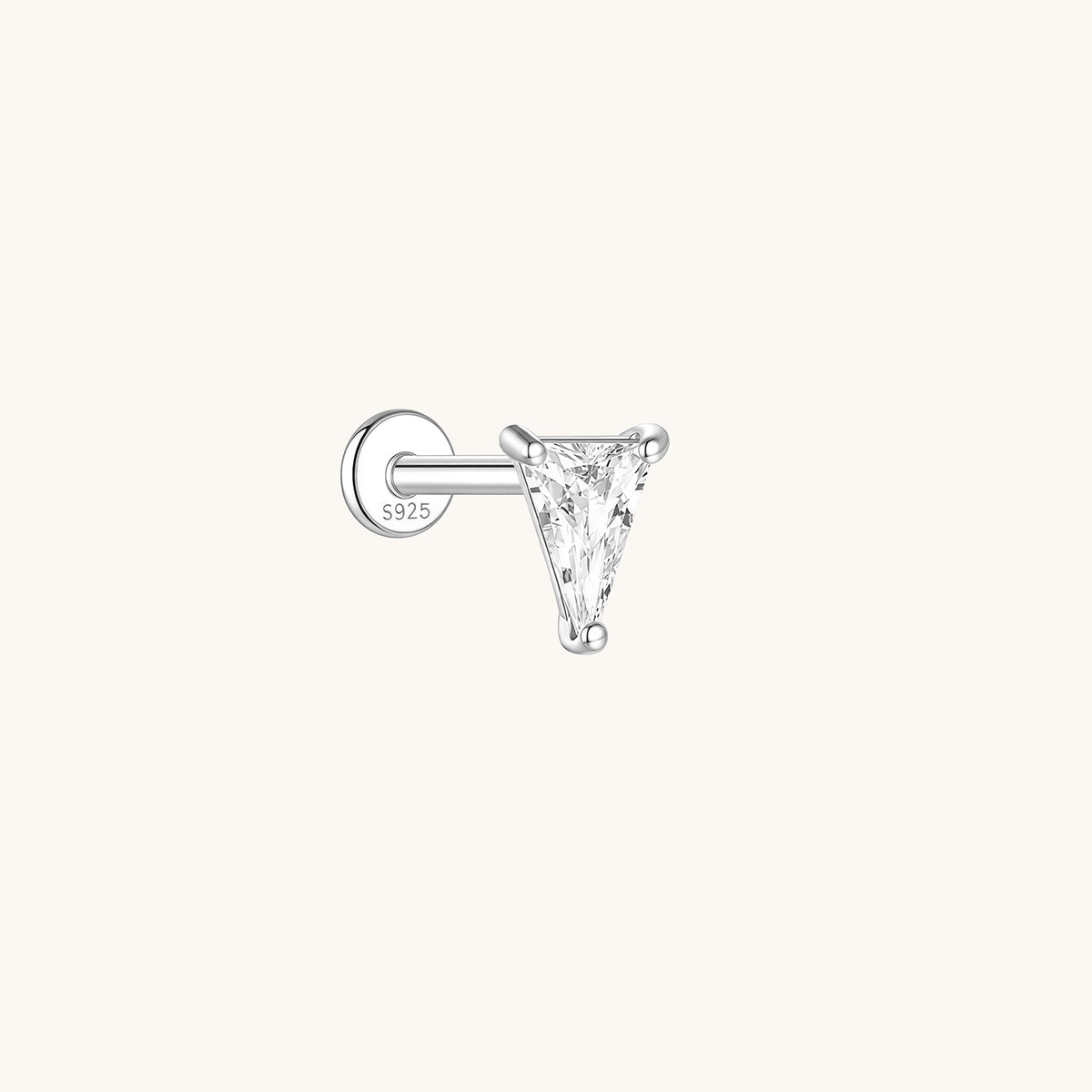 Gold-plated 925 sterling silver Trinity Edge CZ Flatback Earring Silver