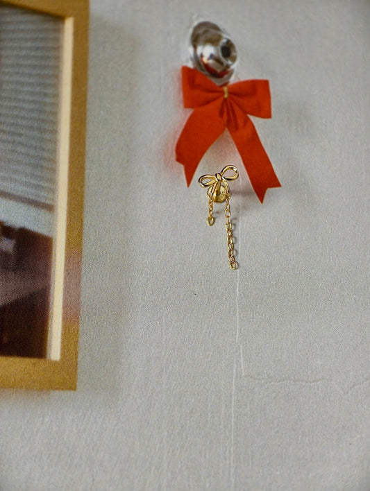 Dainty Bow Chain Flatback Earring
