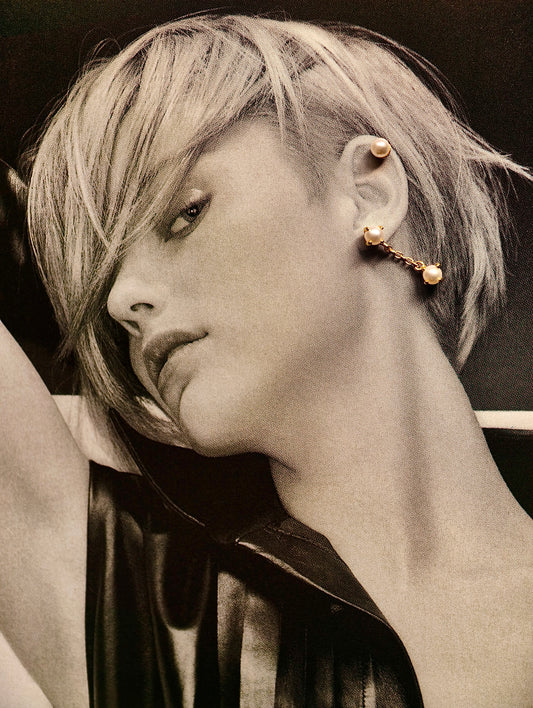 Gold-plated 925 sterling silver Pearl Shell Flatback Earring