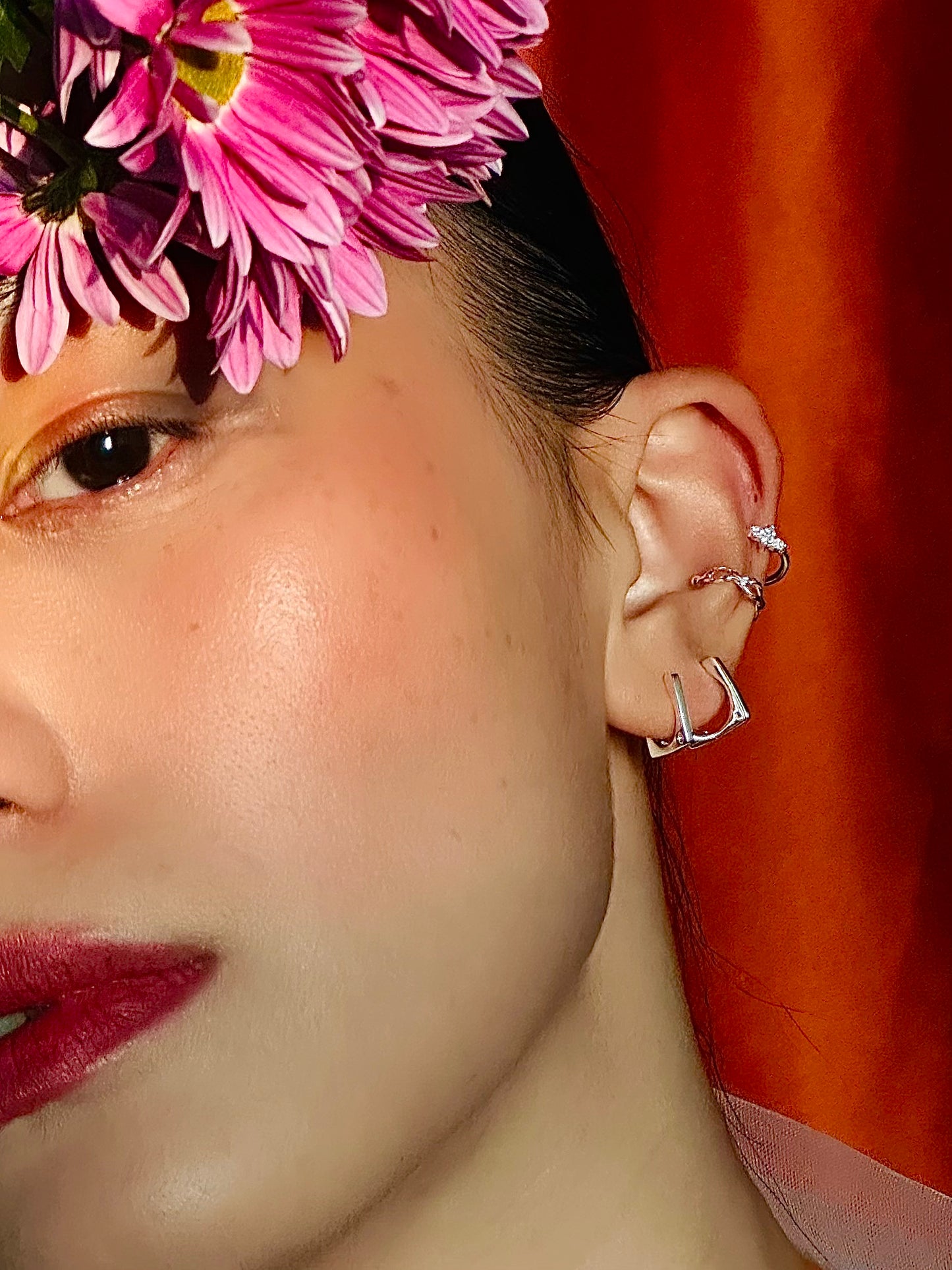 Gold-plated 925 sterling silver Frame Hoop Earrings