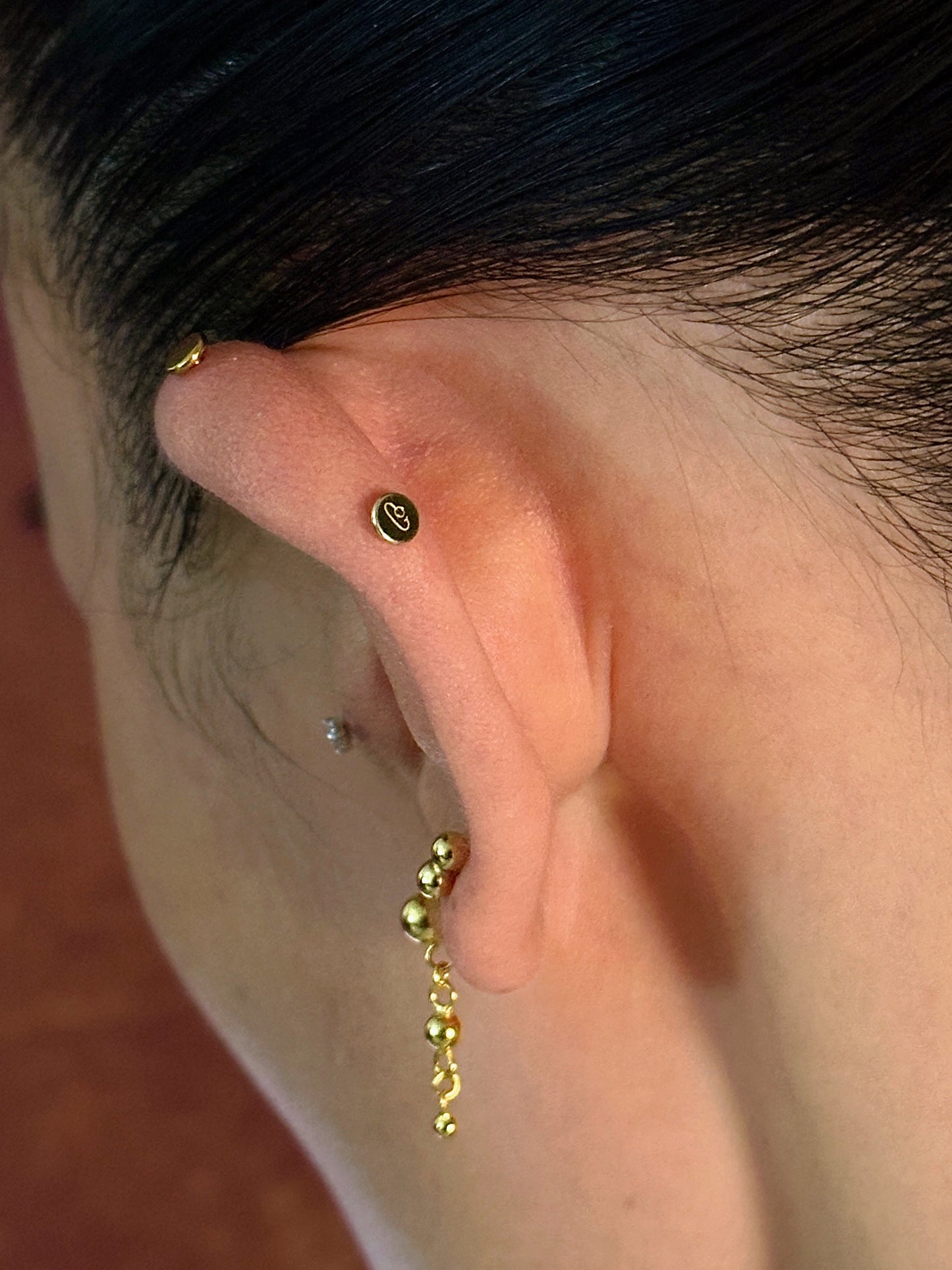 Gold-plated 925 sterling silver Ball Chain Flatback Earring