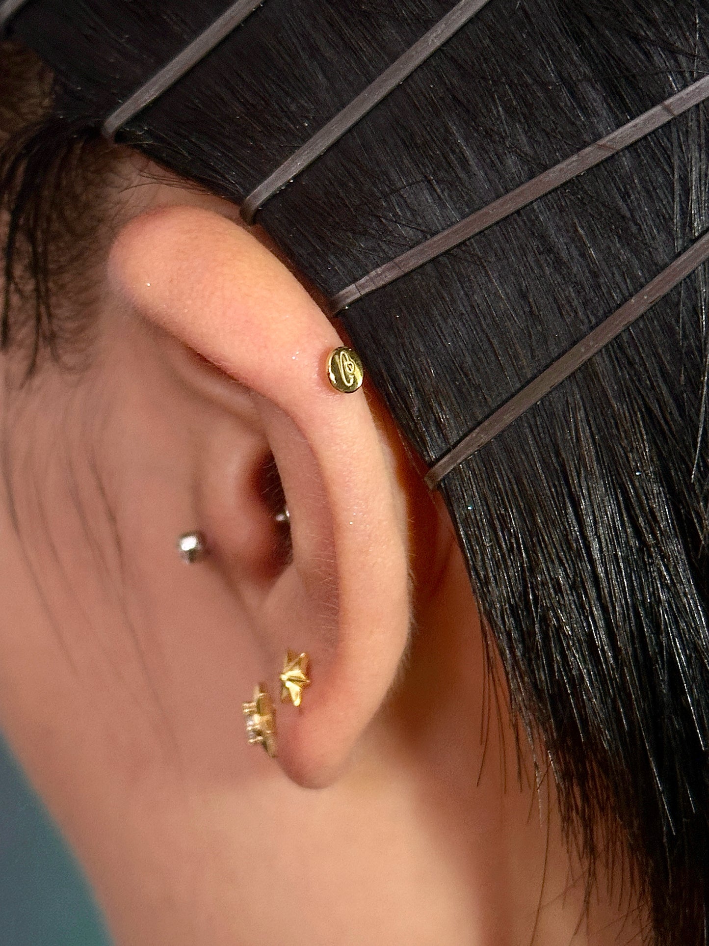 Gold-plated 925 sterling silver Orbit Ray Flatback Earring