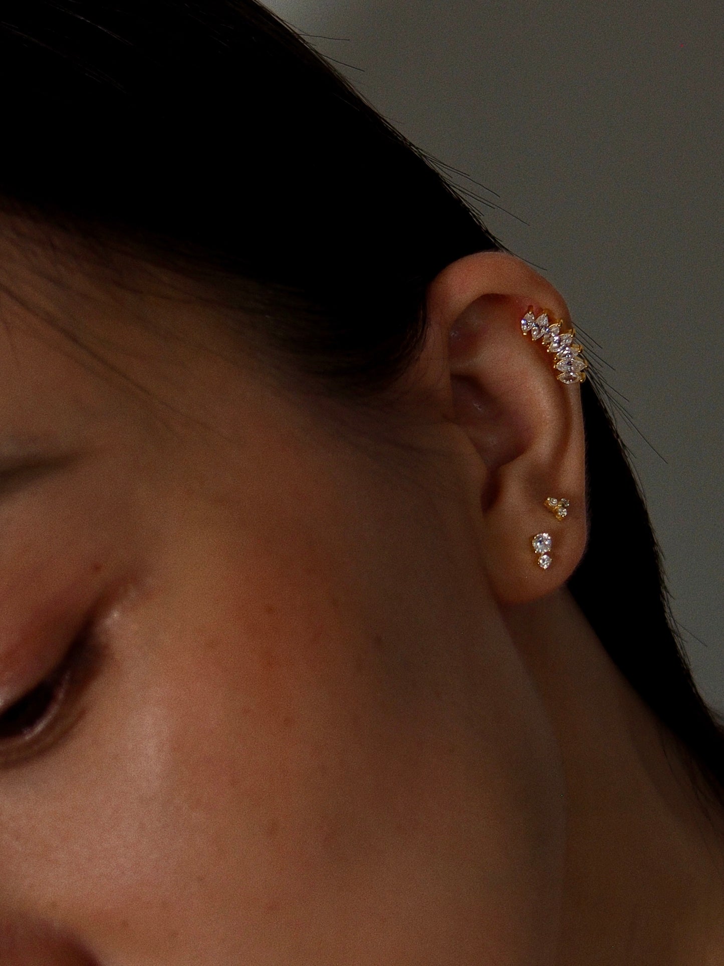 Gold-plated 925 sterling silver Trinity Flatback Earring
