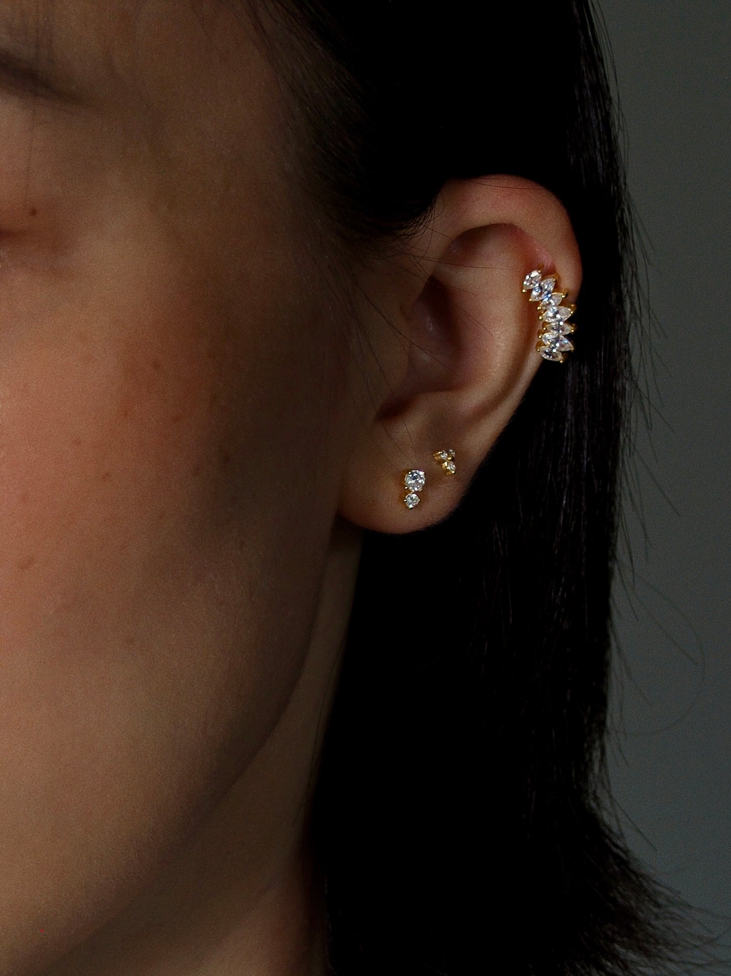 Gold-plated 925 sterling silver Trinity Flatback Earring
