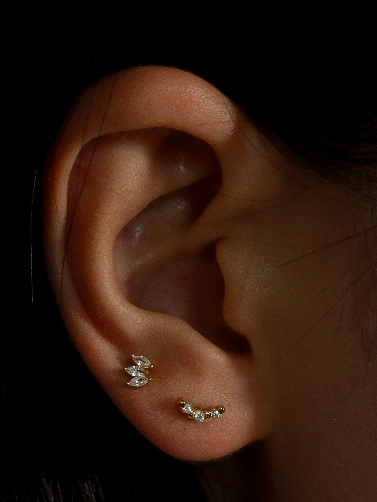 Gold-plated 925 sterling silver Curve Flatback Earring