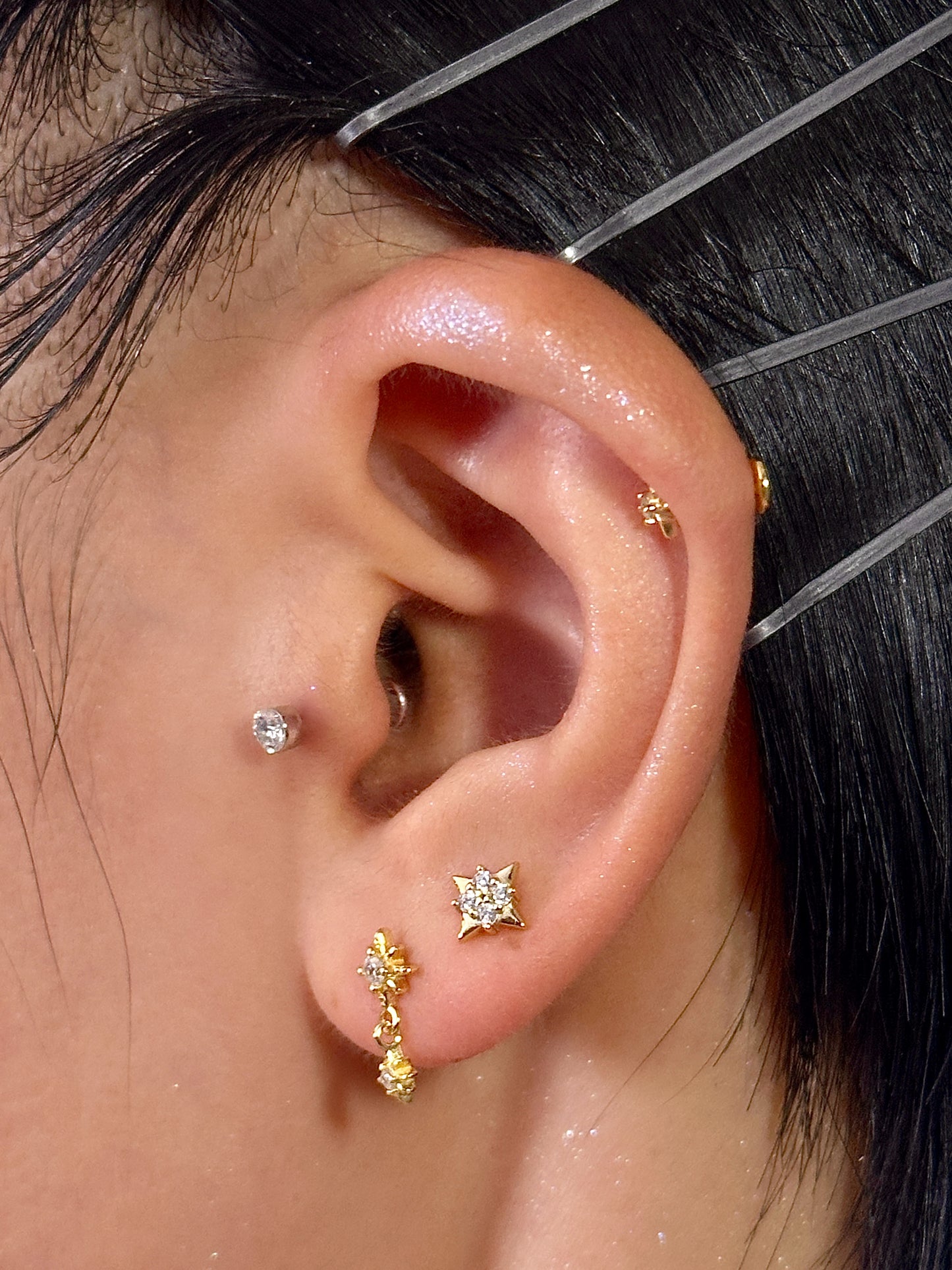 Gold-plated 925 sterling silver Meridian Light Flatback Earring