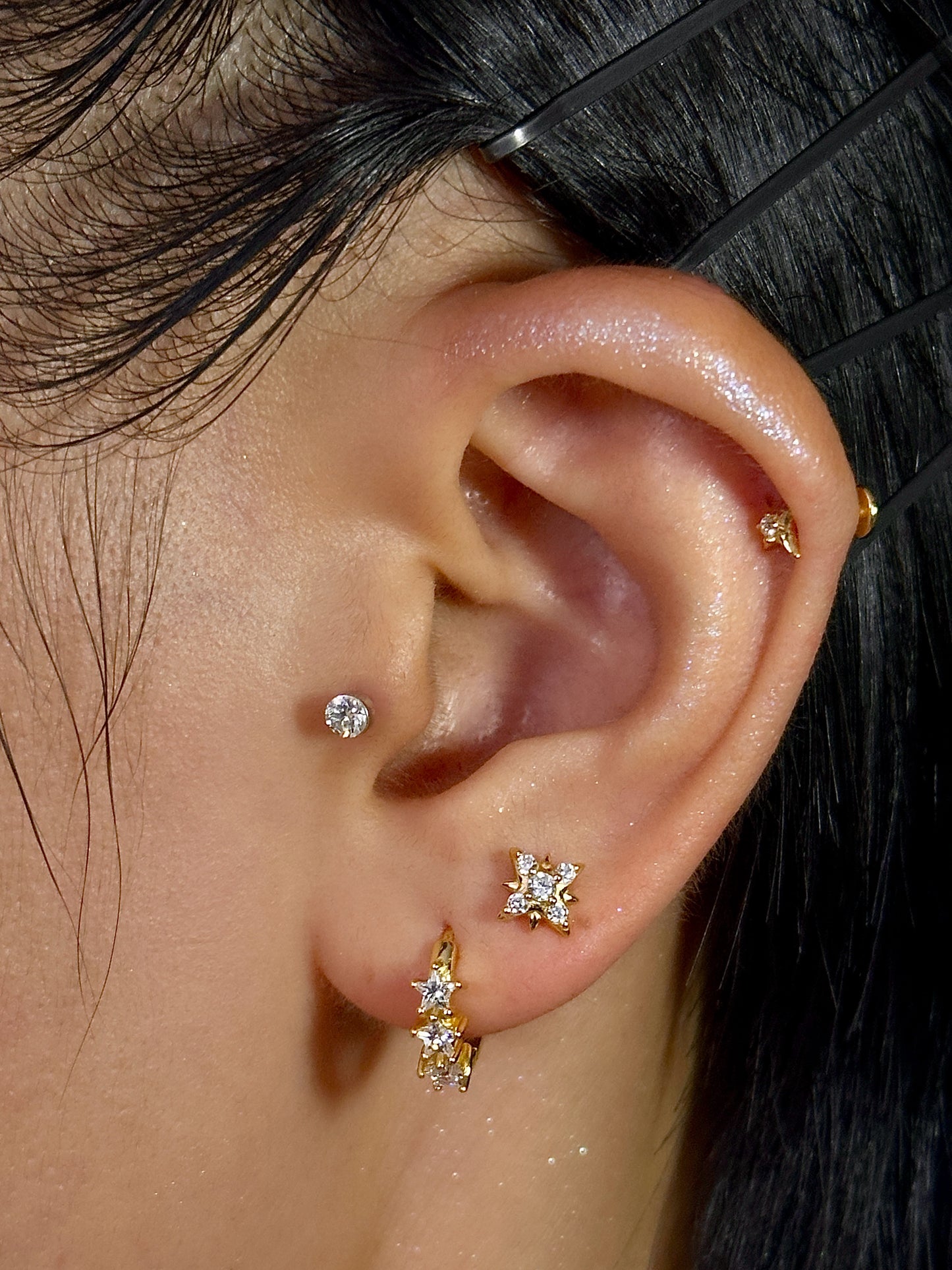 Gold-plated 925 sterling silver Starflare Flatback Earring