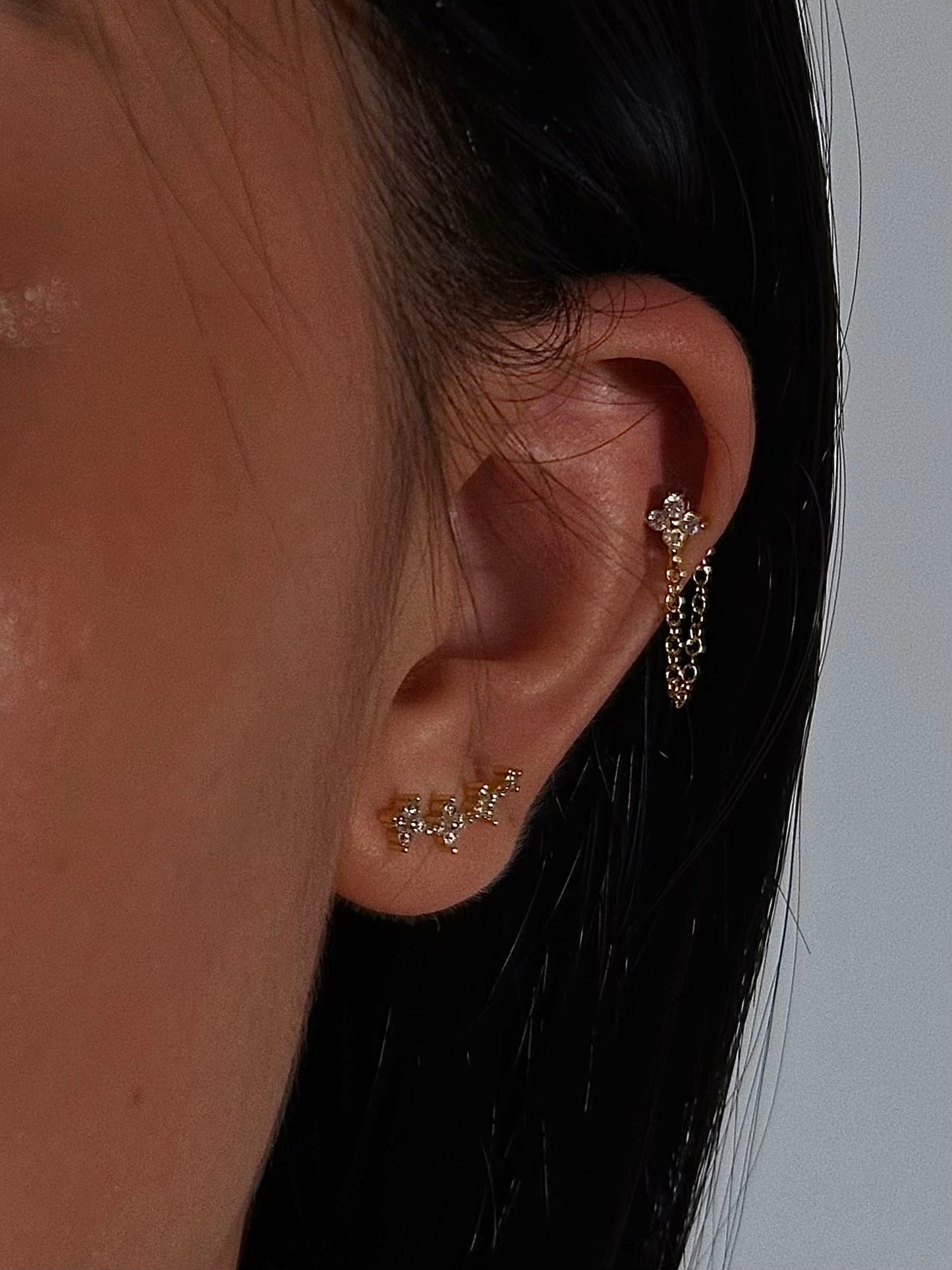 Gold-plated 925 sterling silver Floral Curve Flatback Earring