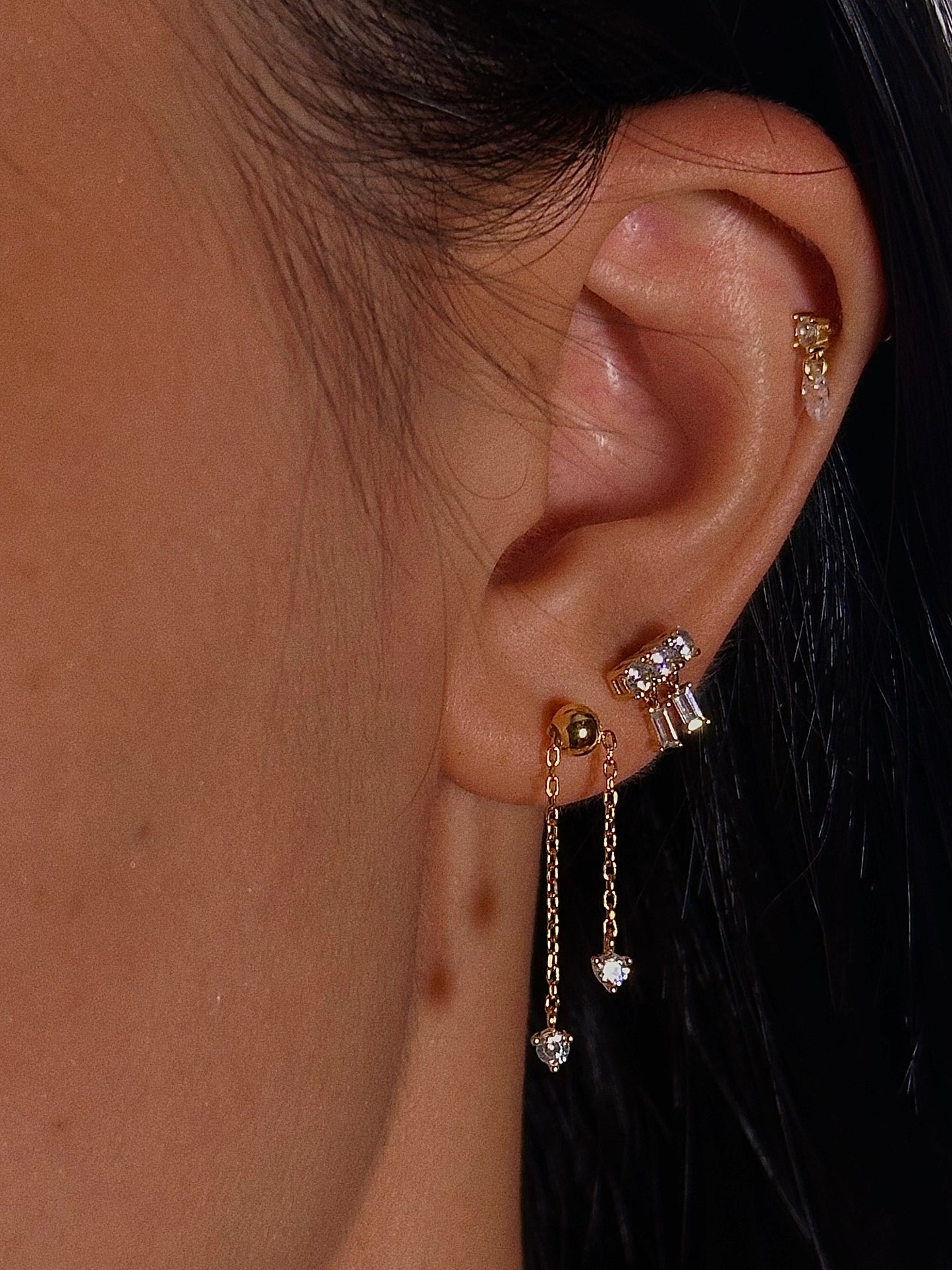 Ball CZ Dangle Flatback Earring