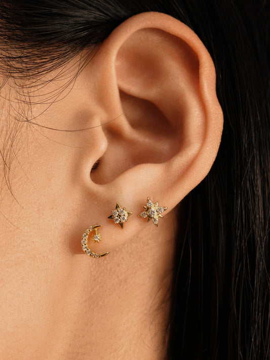 Gold-plated 925 sterling silver Nova Bloom Flatback Earring