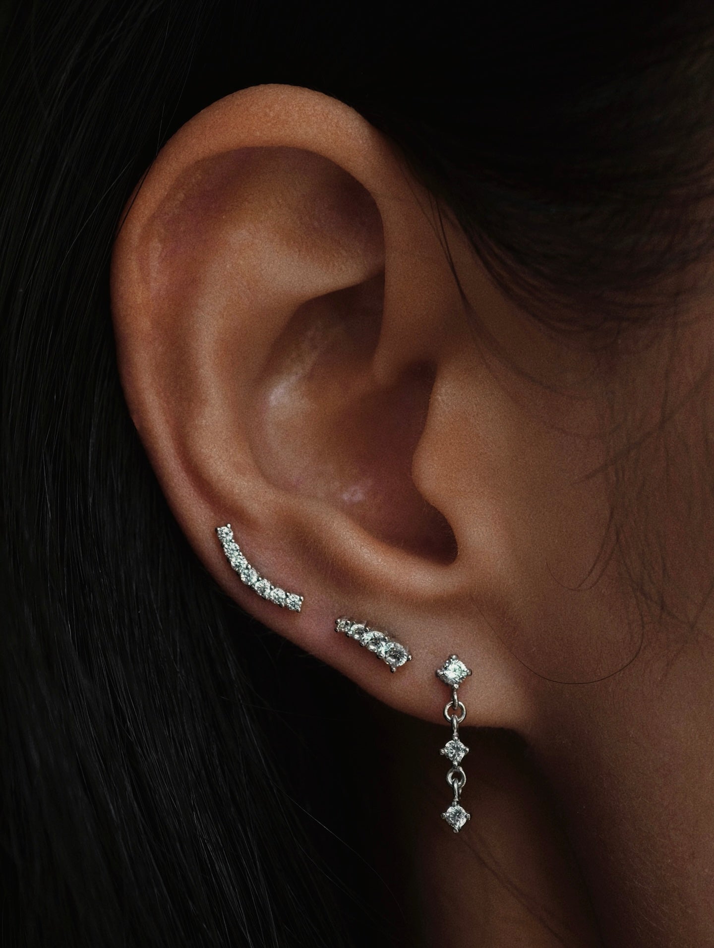 Gold-plated 925 sterling silver Pavé Curve Flatback Earring