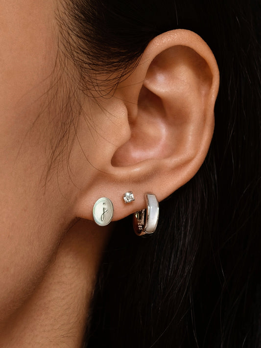Gold-plated 925 sterling silver Customised Silver Oval Flatback Earring
