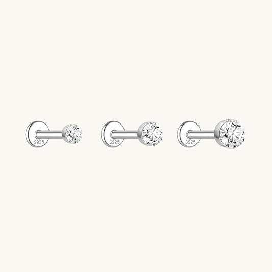 Gold-plated 925 sterling silver Floating Moissanite Flatback Earring Silver