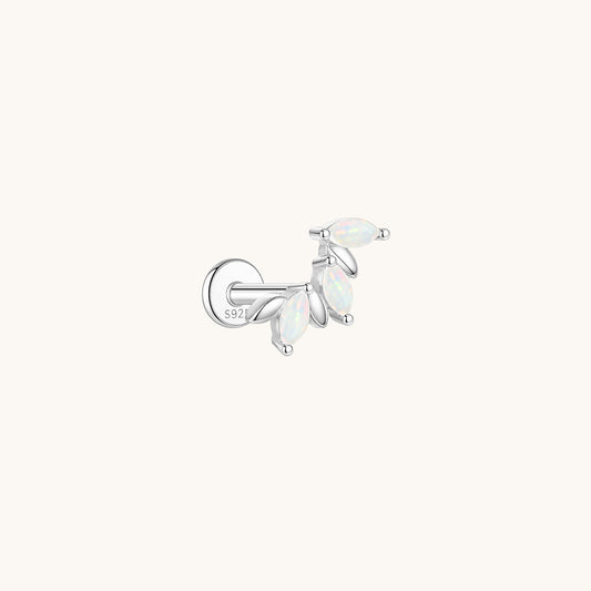 Gold-plated 925 sterling silver Opal Laurel Flatback Earring Silver