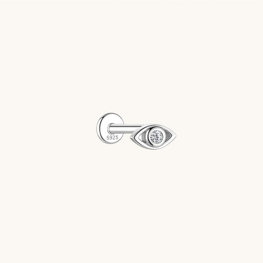 Gold-plated 925 sterling silver Evil Eye Moissanite Flatback Earring Silver