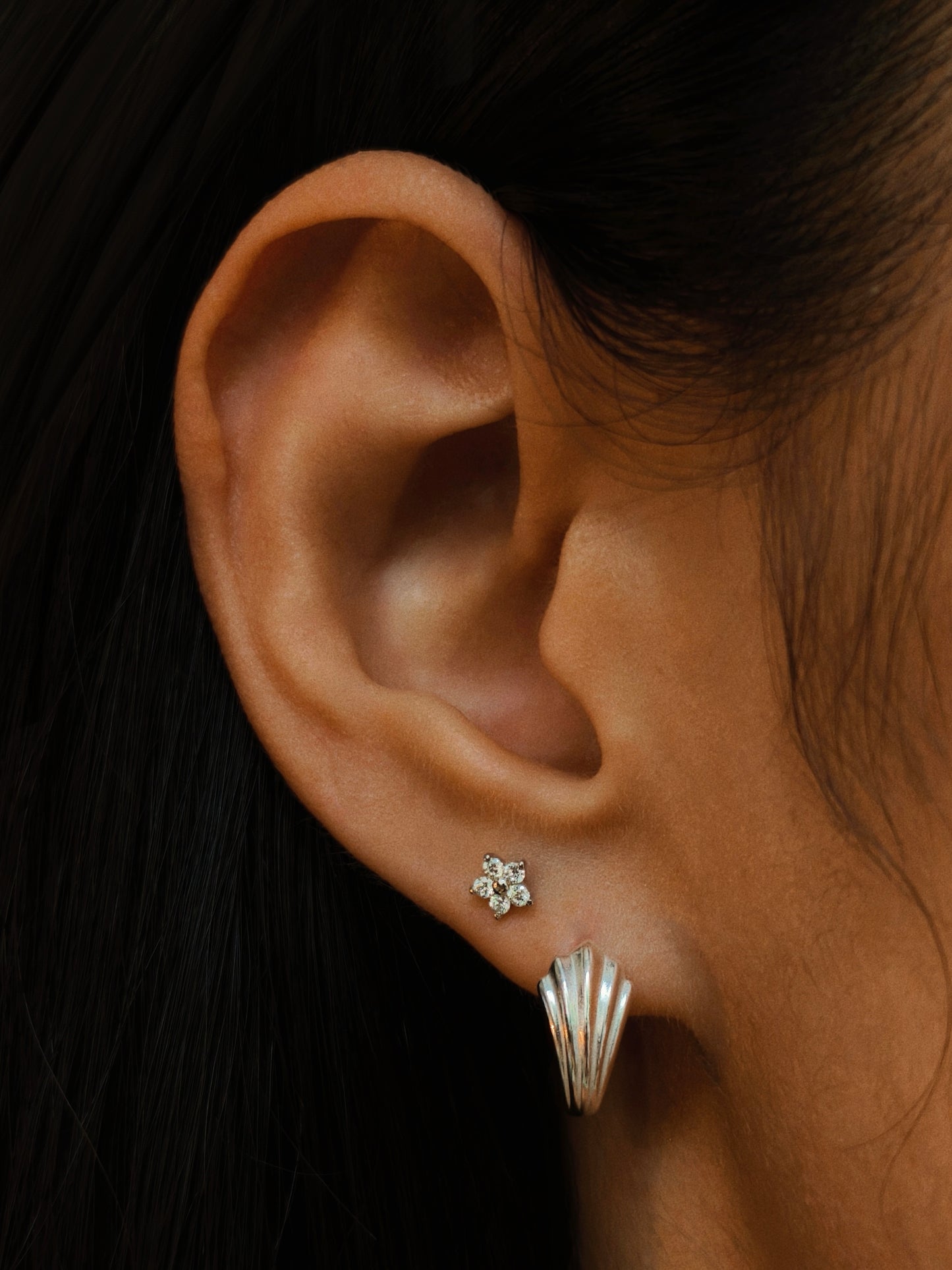 Gold-plated 925 sterling silver Moissanite Mume Bloom Flatback Earring