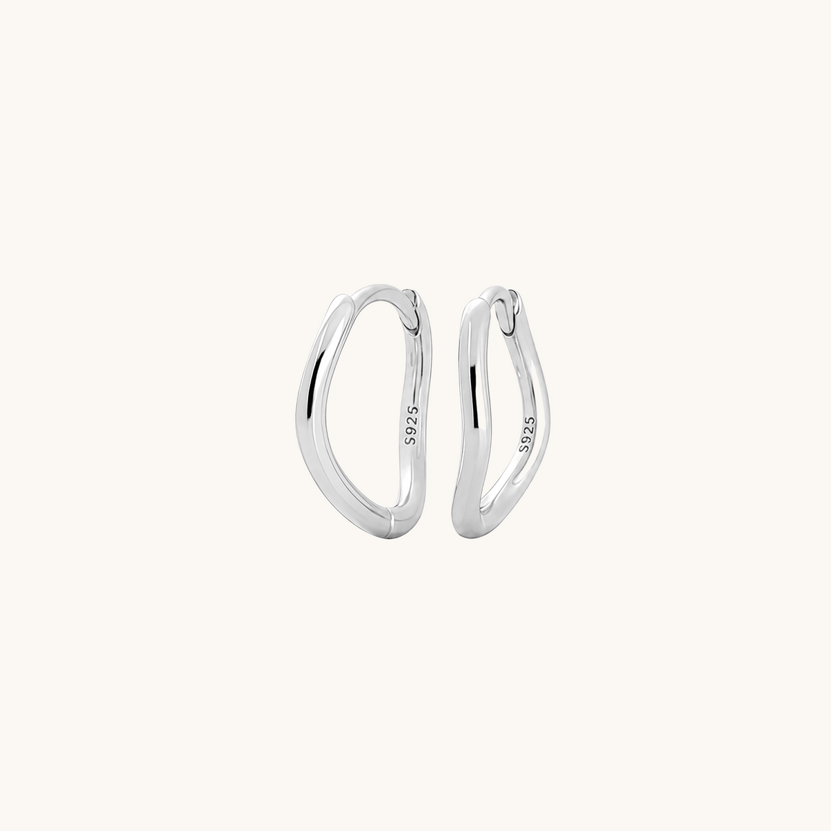Gold-plated 925 sterling silver Ripple Clicker Hoops Silver 10mm