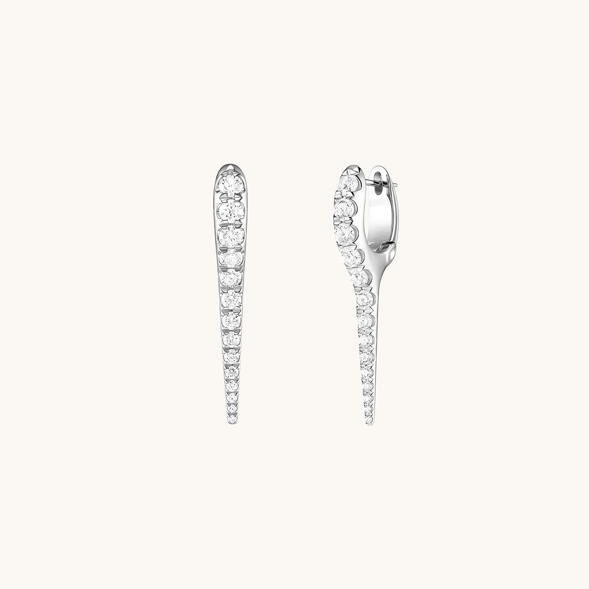 Gold-plated 925 sterling silver Razor Fang Pavé Hoops