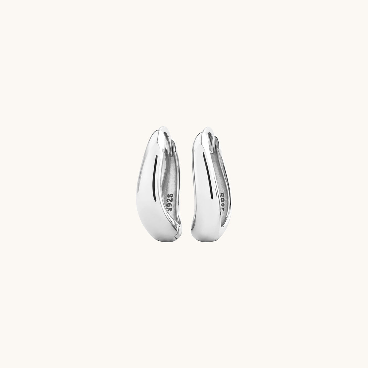 Gold-plated 925 sterling silver Sculpt Clicker Hoops Silver 12mm