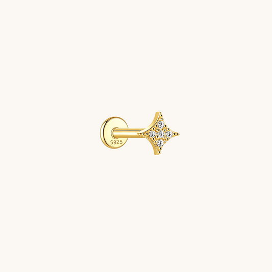 Gold-plated 925 sterling silver Twinkle Star Pavé Moissanite Flatback Earring Gold