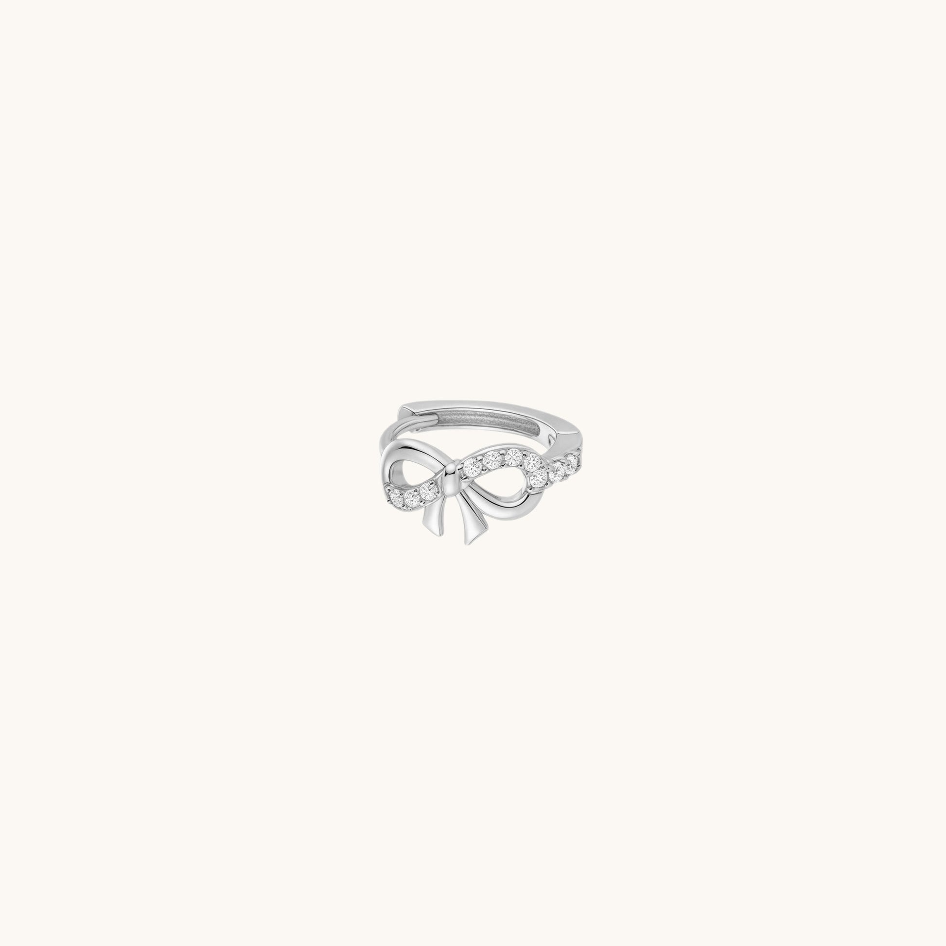 Gold-plated 925 sterling silver Classic Bow Clicker Hoop Silver Single