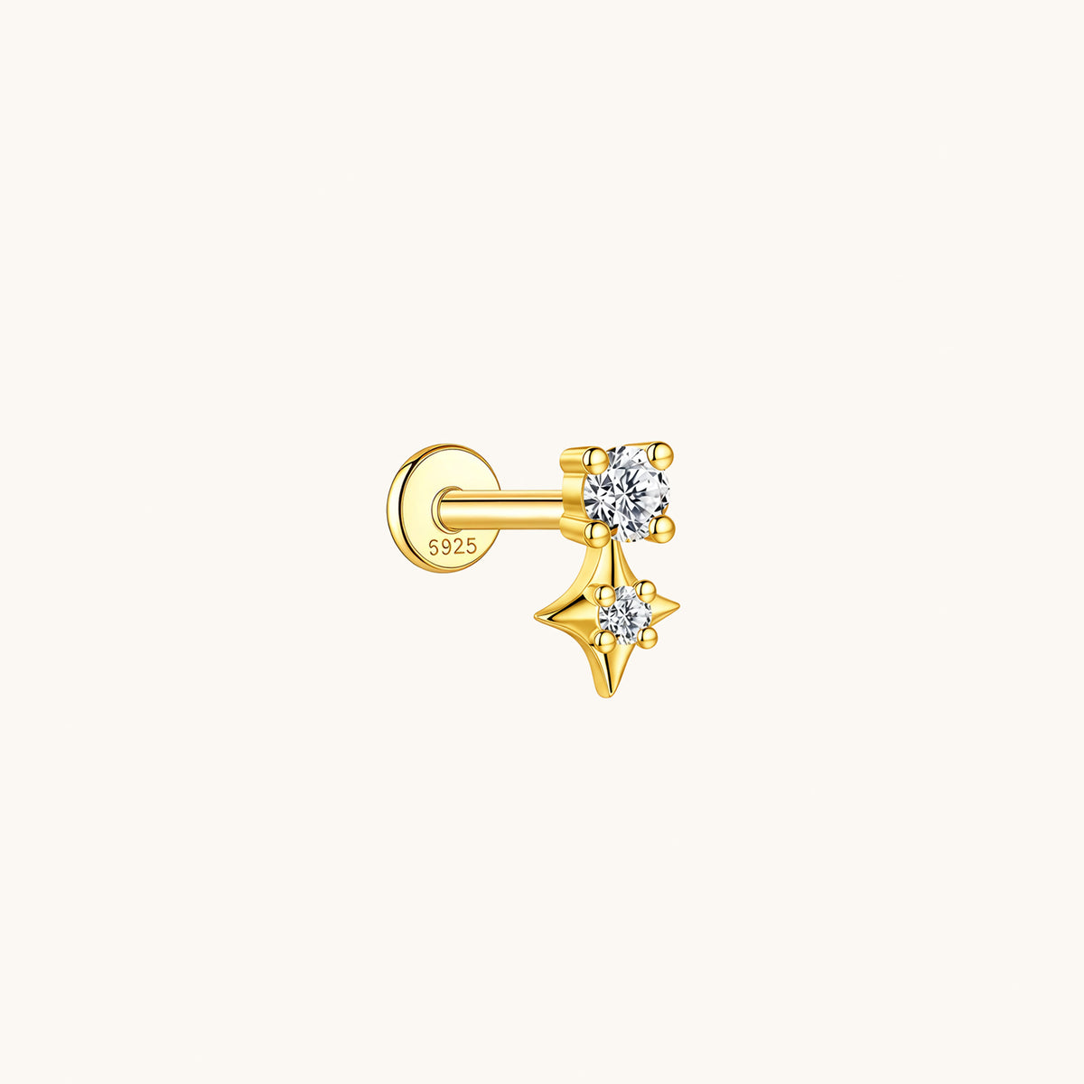 Bling Star Moissanite Flatback Earring