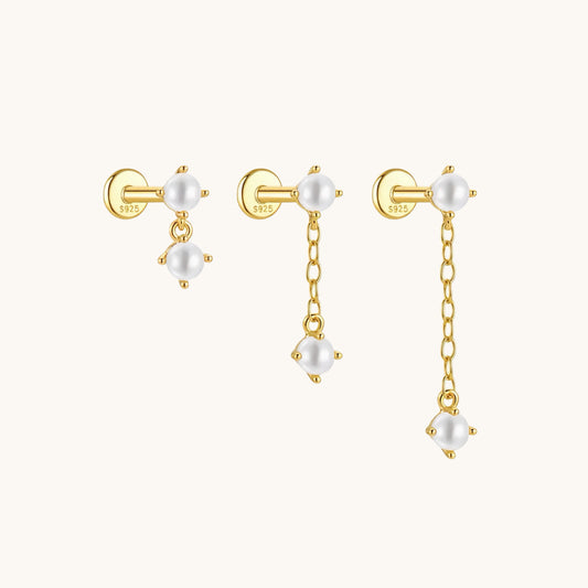 Gold-plated 925 sterling silver Pearl Drop Flatback Earring
