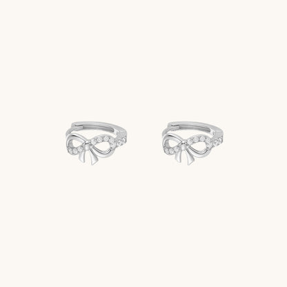 Gold-plated 925 sterling silver Classic Bow Clicker Hoop Silver Pair