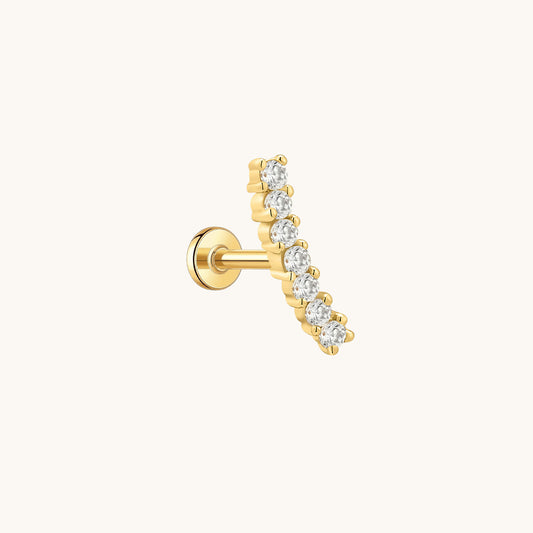Gold-plated 925 sterling silver Pavé Curve Flatback Earring Gold