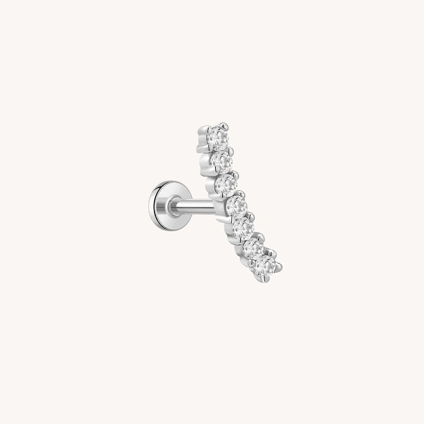 Gold-plated 925 sterling silver Pavé Curve Flatback Earring Silver