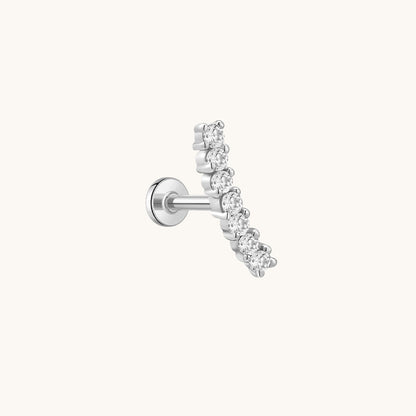 Gold-plated 925 sterling silver Pavé Curve Flatback Earring Silver