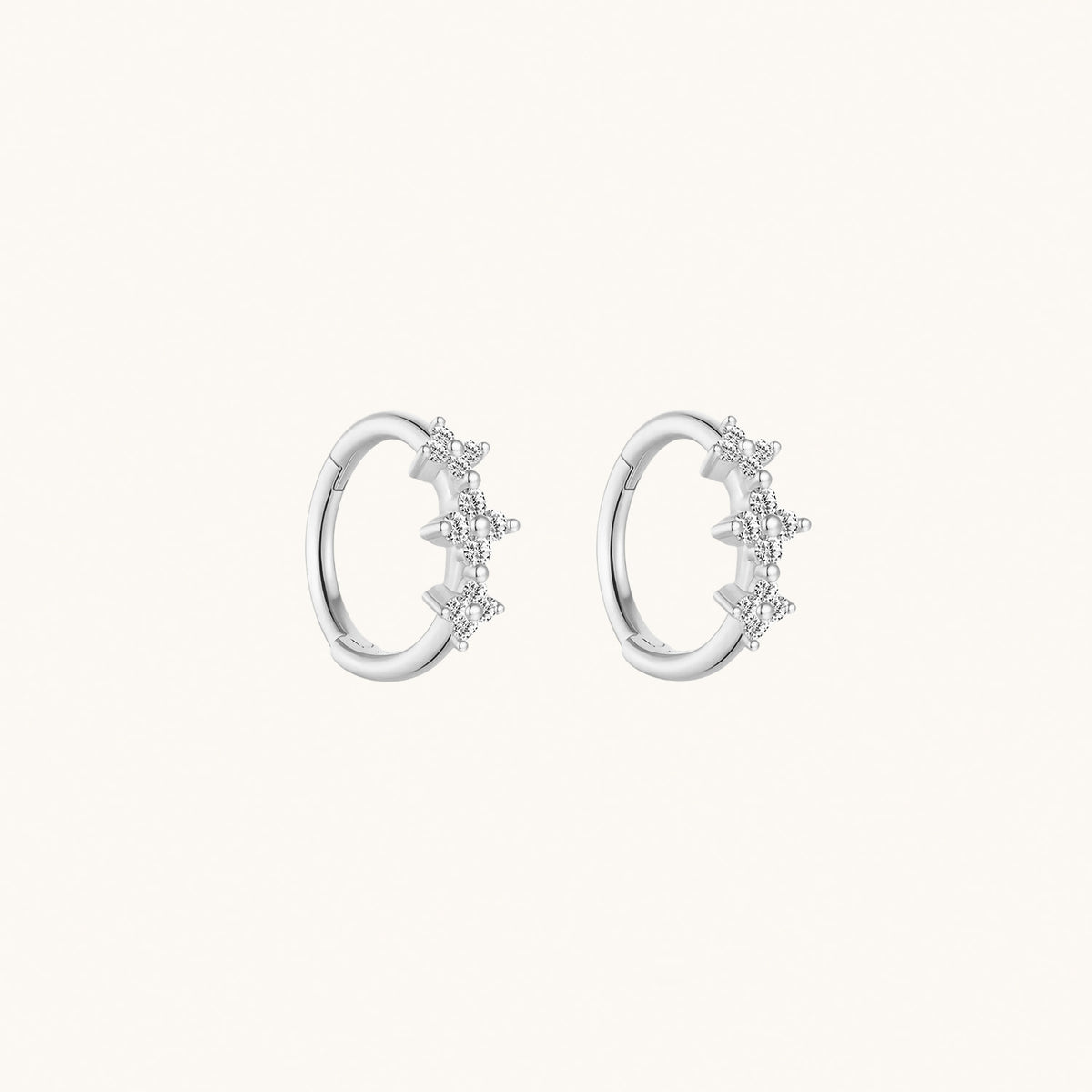 Gold-plated 925 sterling silver Lucky Clover Bar Clicker Silver Pair