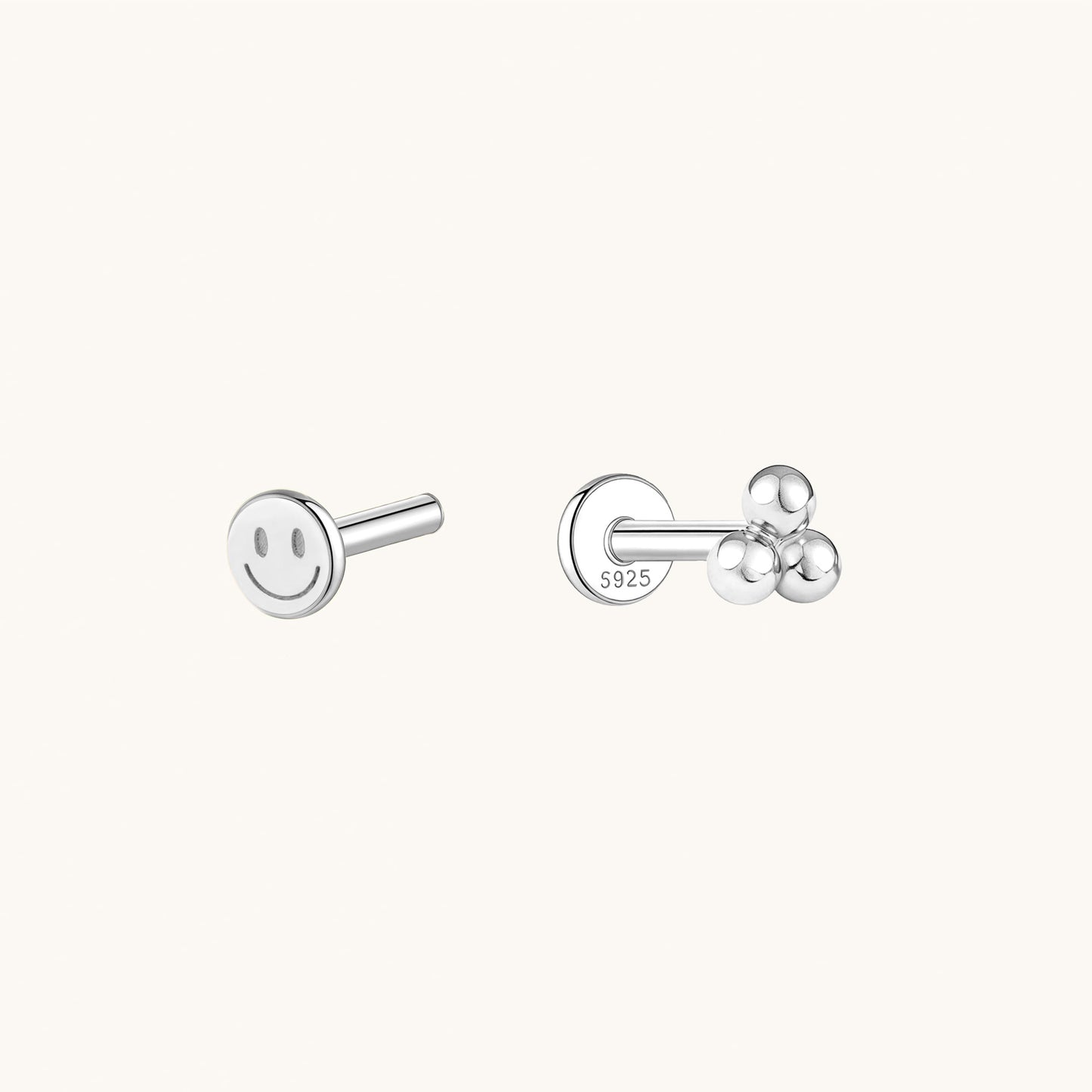 Gold-plated 925 sterling silver Trio Ball Flatback Earring
