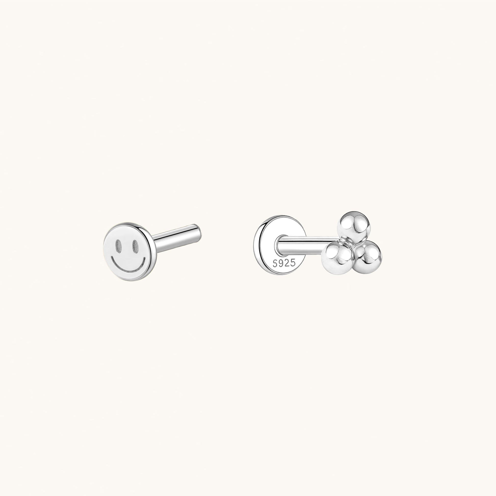Gold-plated 925 sterling silver Trio Ball Flatback Earring
