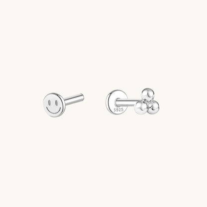 Gold-plated 925 sterling silver Trio Ball Flatback Earring