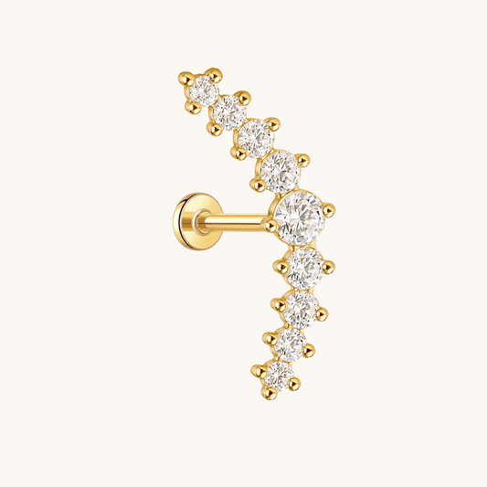 Gold-plated 925 sterling silver Crescent Flatback Earring Gold