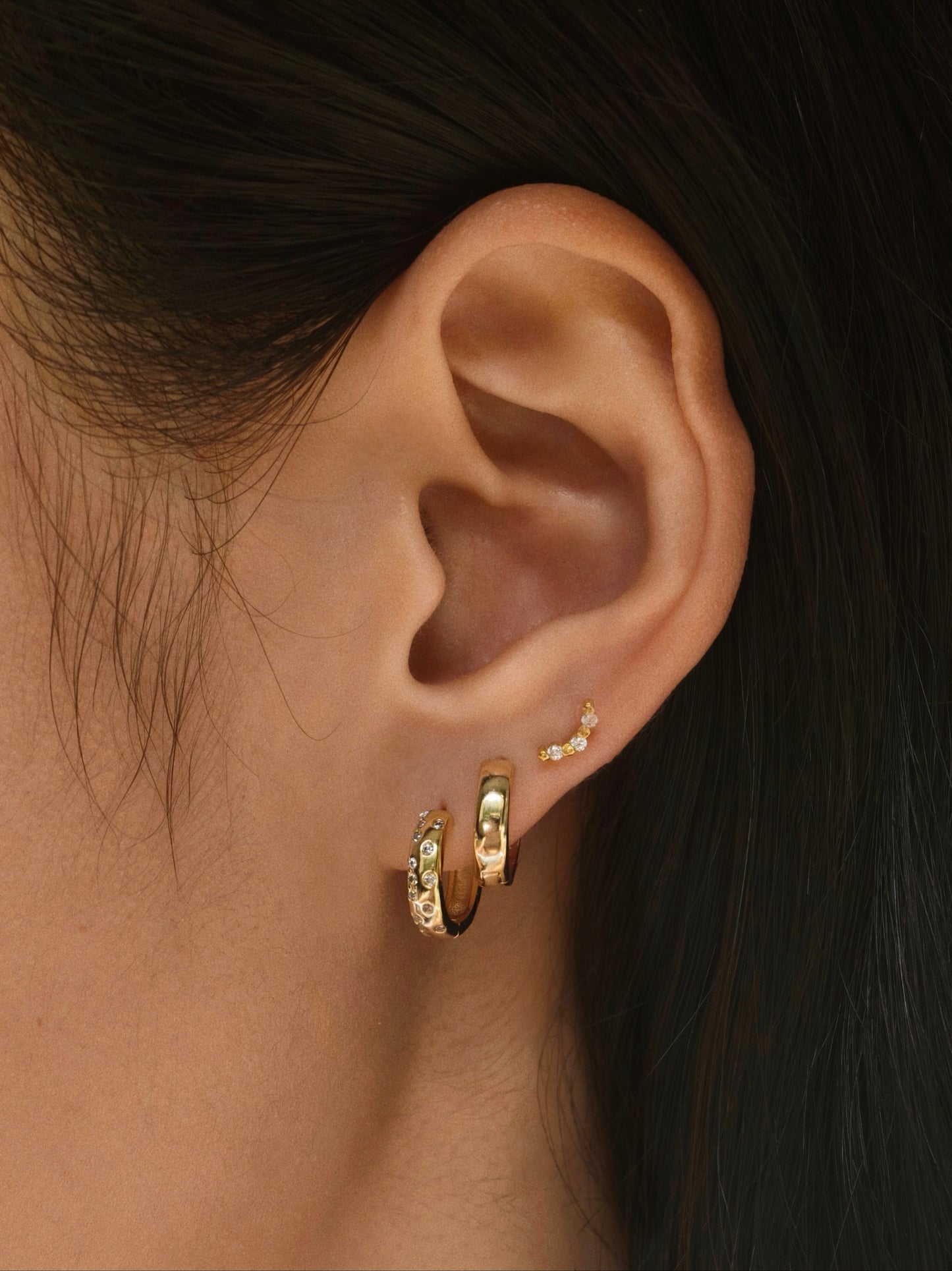 Gold-plated 925 sterling silver Curve Flatback Earring