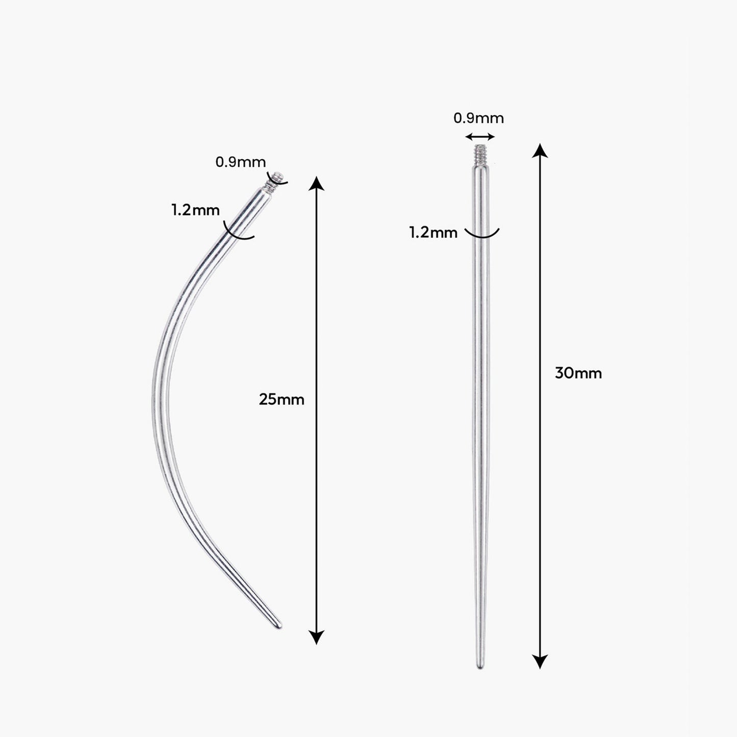 Gold-plated 925 sterling silver Titanium Insertion Tool Set 16G (1.2mm Post) | 0.9mm Thread