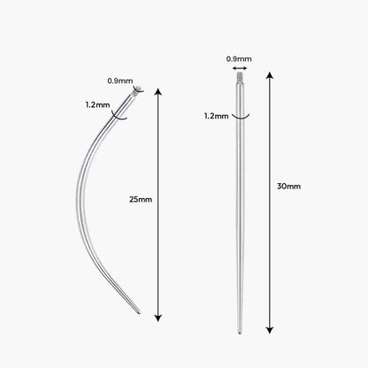 Gold-plated 925 sterling silver Titanium Insertion Tool Set 16G (1.2mm Post) | 0.9mm Thread