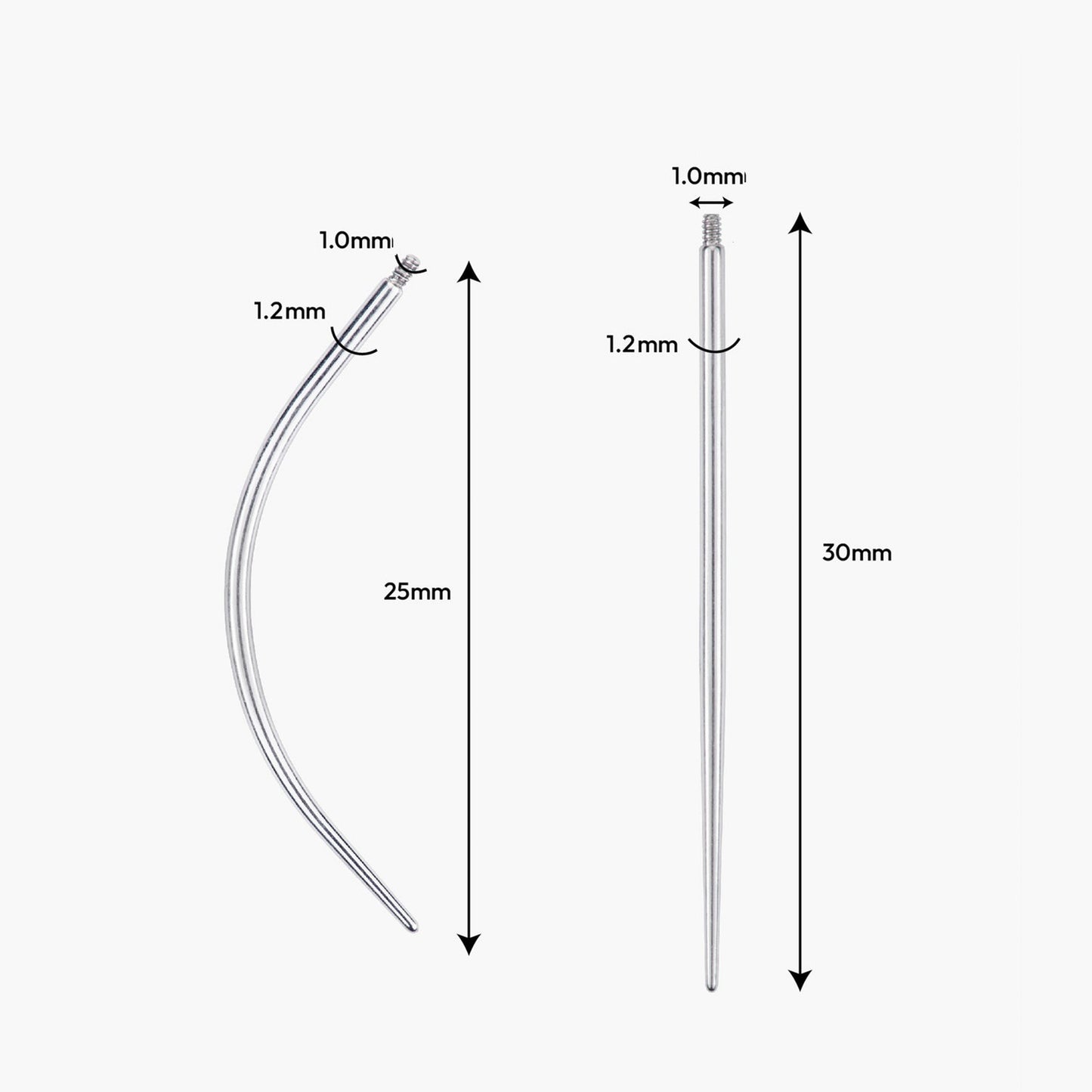Gold-plated 925 sterling silver Titanium Insertion Tool Set 16G (1.2mm Post) | 1.0mm Thread