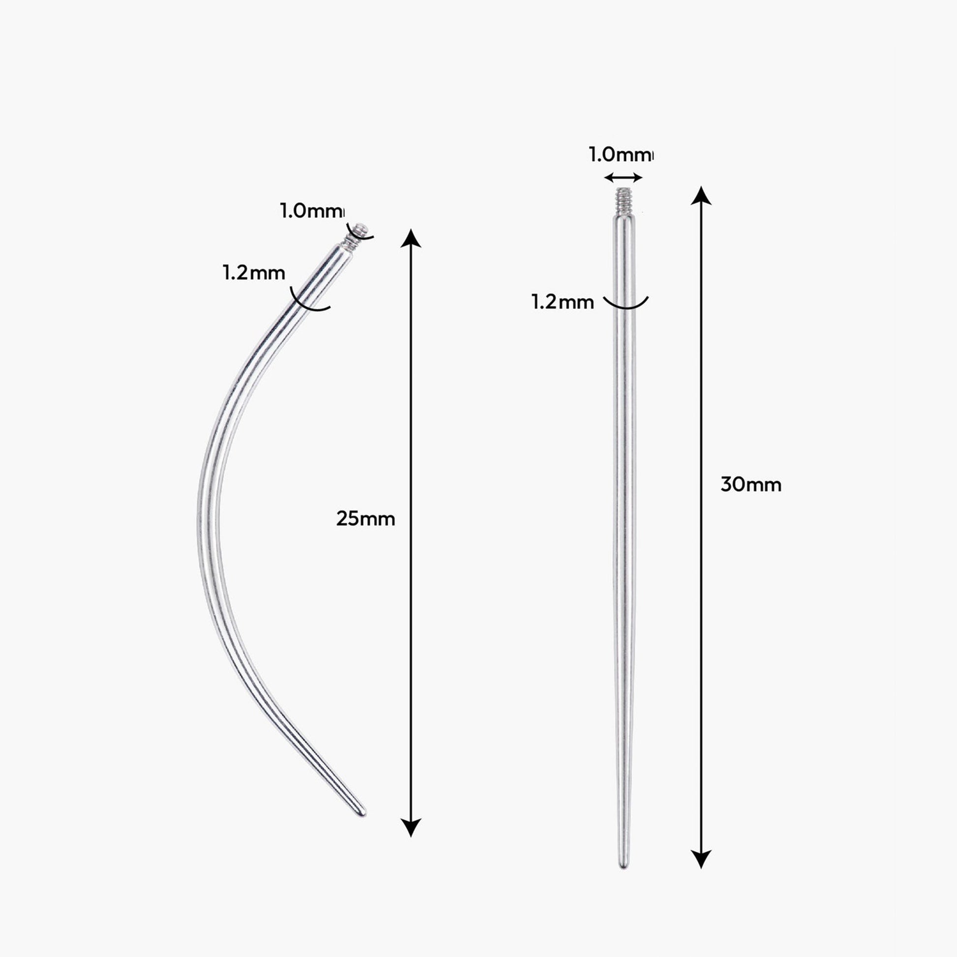 Gold-plated 925 sterling silver Titanium Insertion Tool Set 16G (1.2mm Post) | 1.0mm Thread