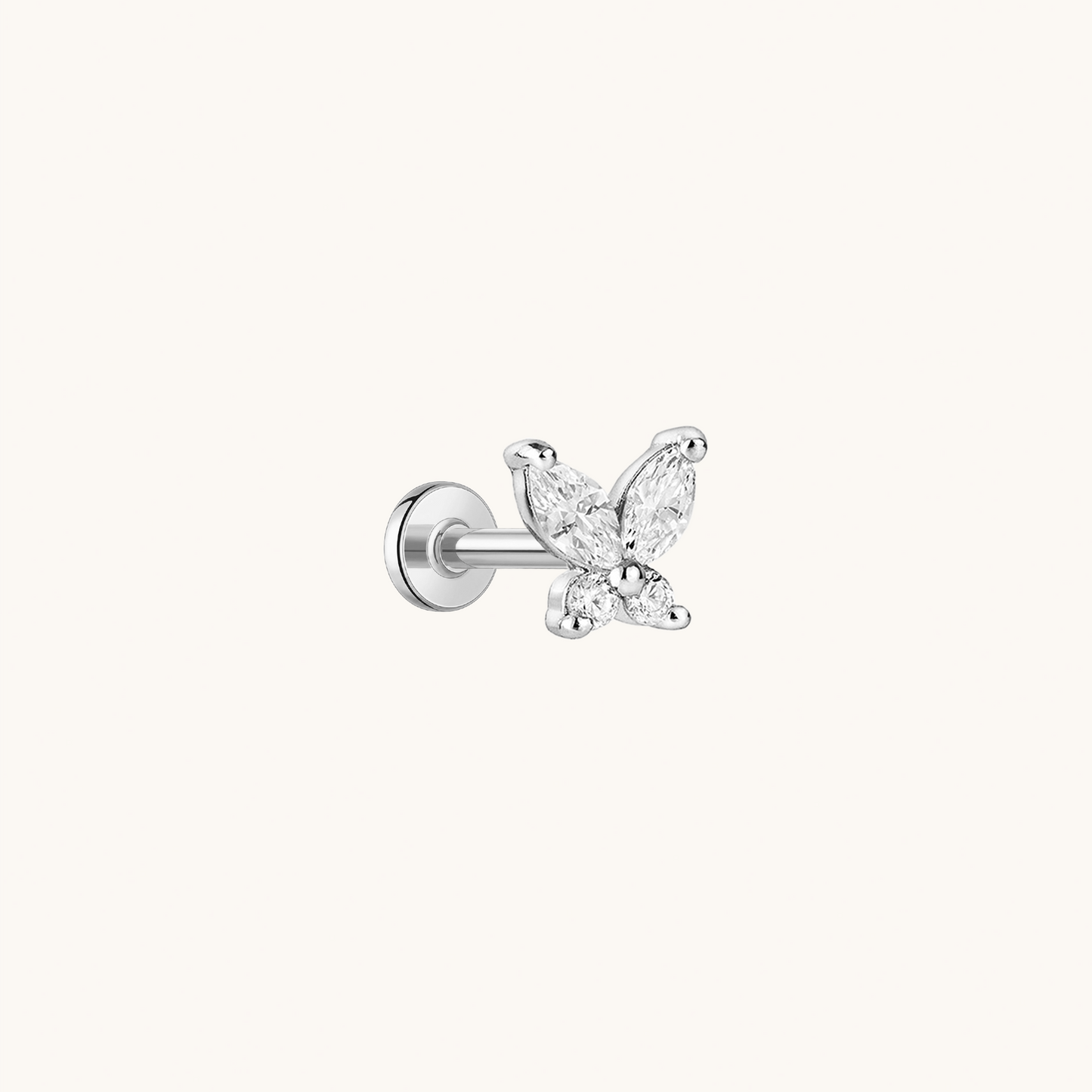 Gold-plated 925 sterling silver Butterfly Flatback Earring