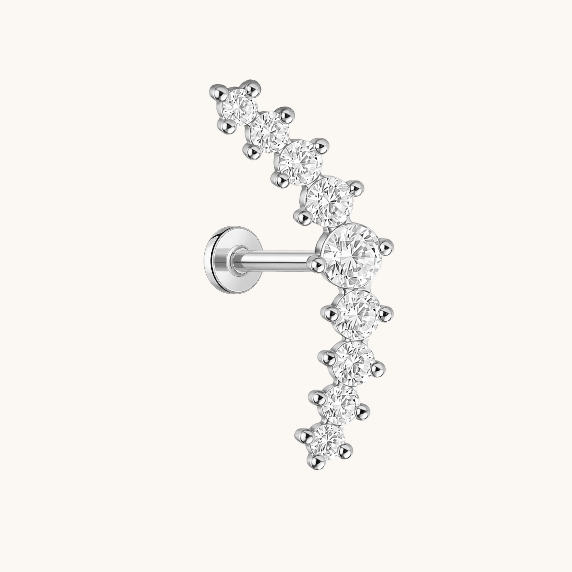 Gold-plated 925 sterling silver Crescent Flatback Earring Silver